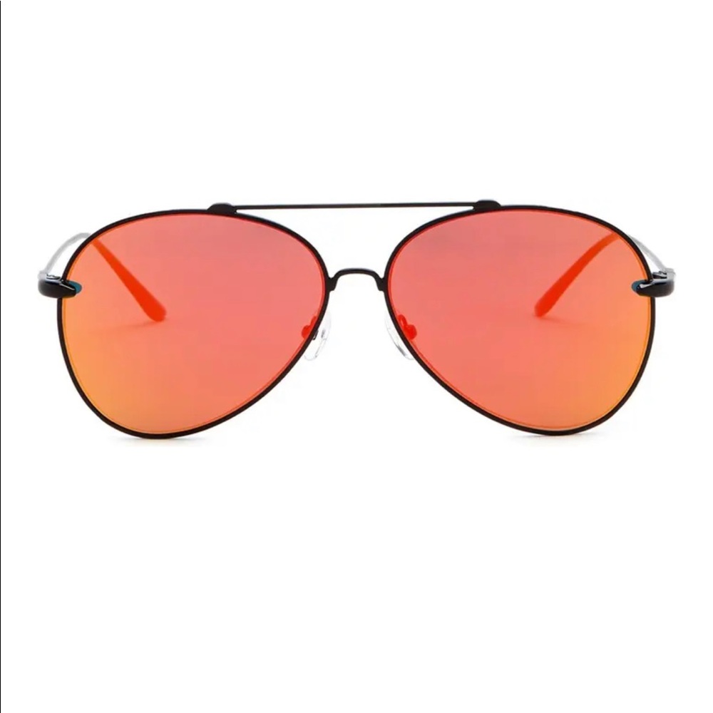 AQS Brand super cute aviators sunglasses 🕶 
Black frame with orange/red lens